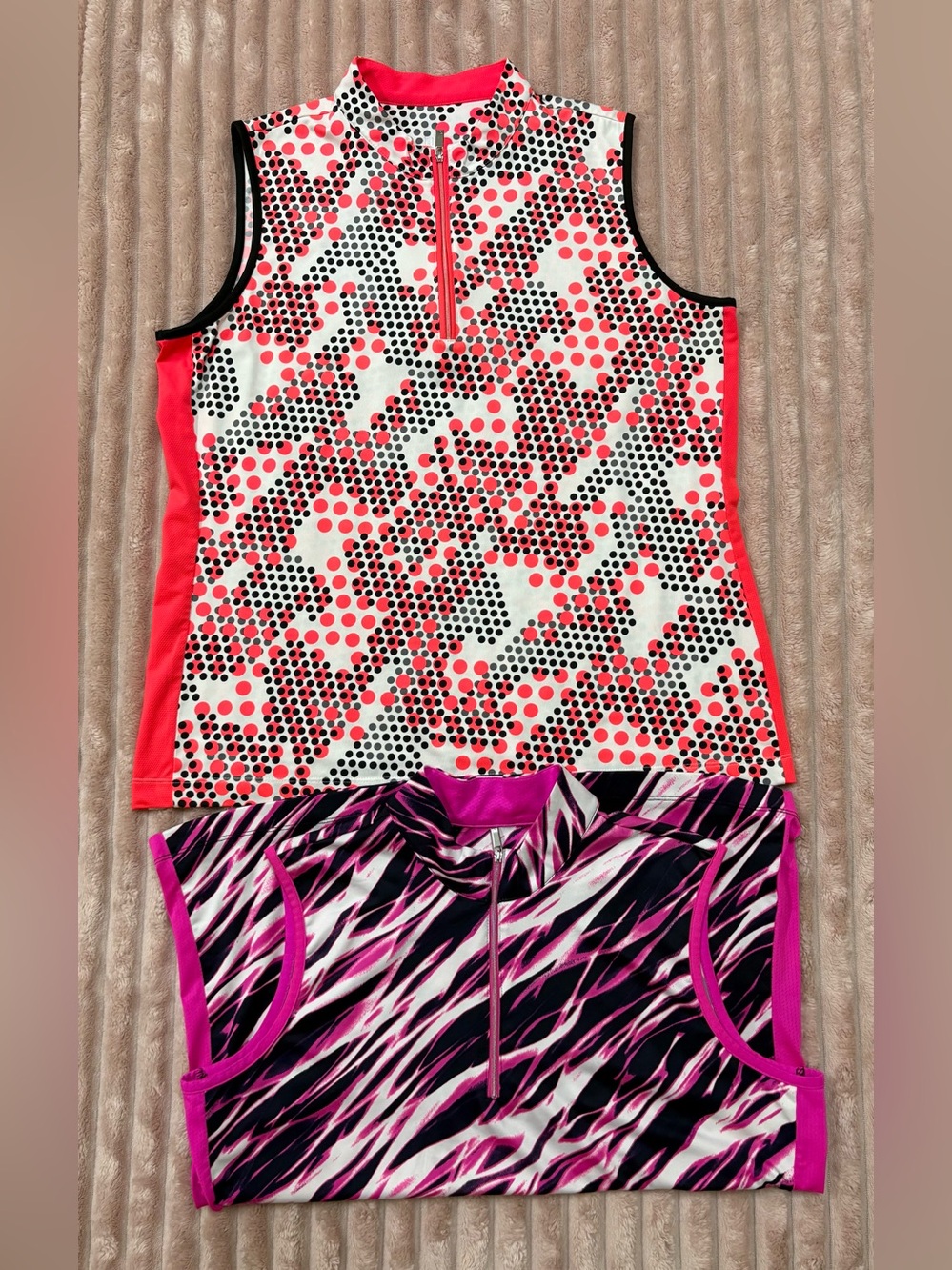 BundleTail tank tops womenās coral Black & White Dot-Print Sleeveless One-Piece